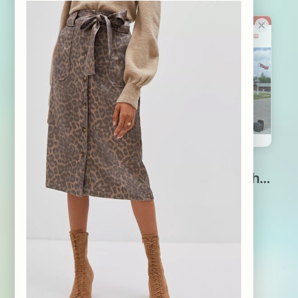 Anthropologie Current Air Belted A-Line MIDI Skirt Size L. - Picture 4 of 10